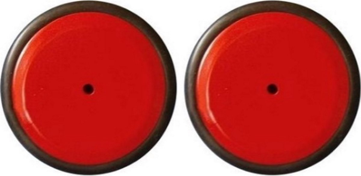 Massief houten wielen met rubber rand 123 x 22 mm Rood 2 stuks